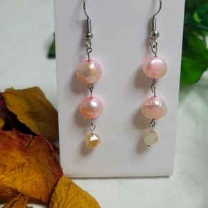 Earrings cultured pink baroque pearls earrings 925 hooks